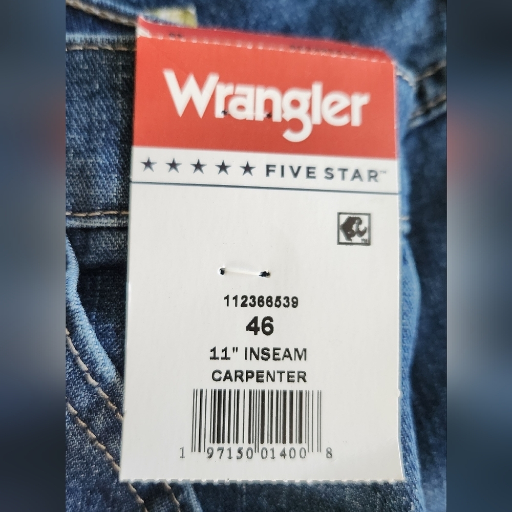 👖 Wrangler Men’s Blue Denim Carpenter Shorts – Size 46, NWT, 11” Inseam - Picture 4 of 14